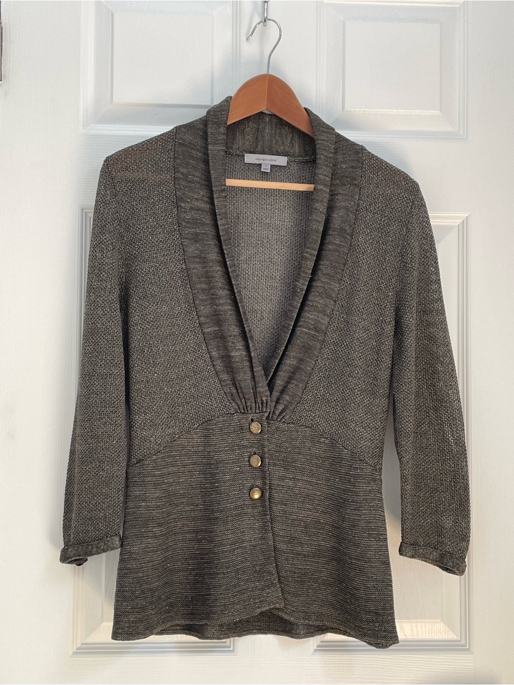 Women's Green Shawl Collar Buttoned Sweater Cardigan